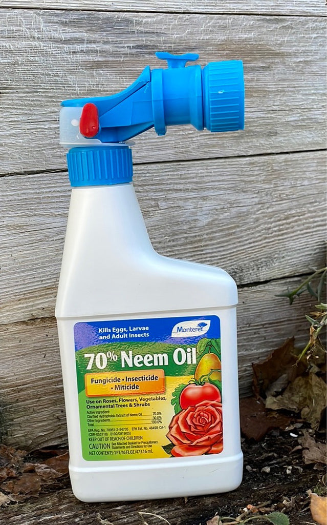 Monterey 70% aceite de neem – Fungicida de jardinería orgánico,  insecticida, acicida – Mata huevos, larvas e insectos adultos – 1 galón –  Aplicar con